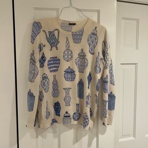 J. McLaughlin Chinoiserie Cashmere Pattern Sweater